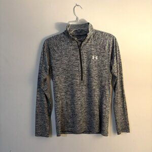 Under Armour Womens Black Grey Half Zip Heatgear Long Sleeve Loose Pullover